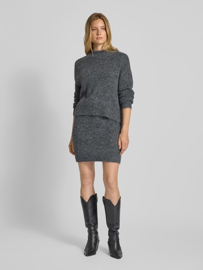 Neo Noir Knielange rok met elastische band, model 'Naria' Antraciet - 1