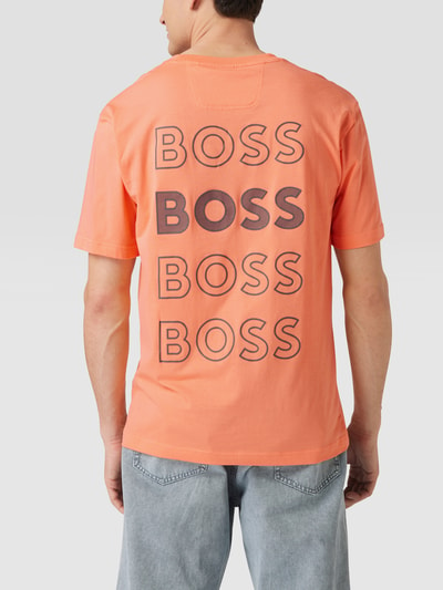 BOSS Green T-shirt z napisami z logo model ‘Teeos’ Koralowy 5