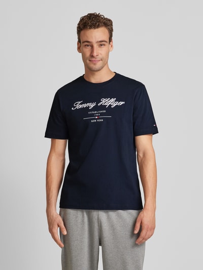 Tommy Hilfiger T-shirt met labelstitching Marineblauw - 4