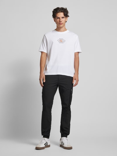 Calvin Klein Jeans Spodnie cargo o kroju skinny fit z naszywką z logo Czarny 1