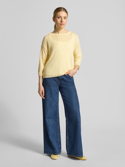 Weekend Max Mara Regular Fit Strickpullover aus reinem Leinen Modell 'CANNONE' Hellgelb 1