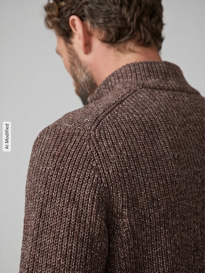 ONLY & SONS troyer o kroju regular fit z krótkim zamkiem błyskawicznym model 'JOIN' Średniobrązowy 3