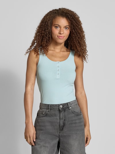 PIECES Slim Fit Tank Top aus Baumwoll-Mix Modell 'KITTE' Hellblau 4