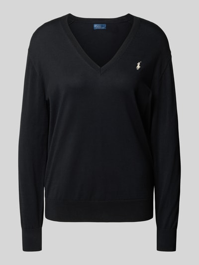 Polo Ralph Lauren Gebreide pullover met logostitching en V-hals Zwart - 2