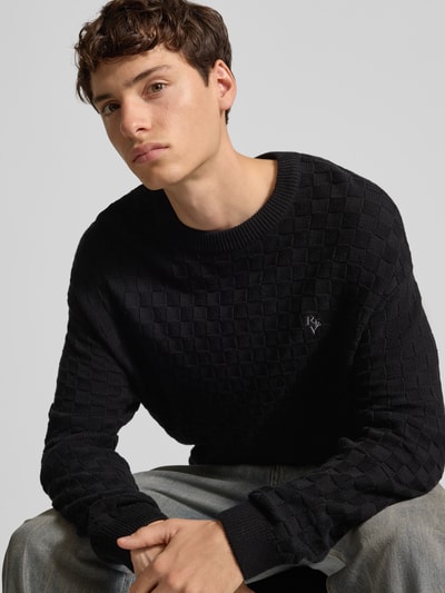 REVIEW Regular fit pullover in gebreide look Zwart - 3