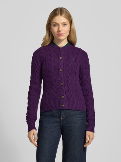 Polo Ralph Lauren Kardigan z mieszanki wełny i kaszmiru z wyhaftowanym logo Jasnośliwkowy 4