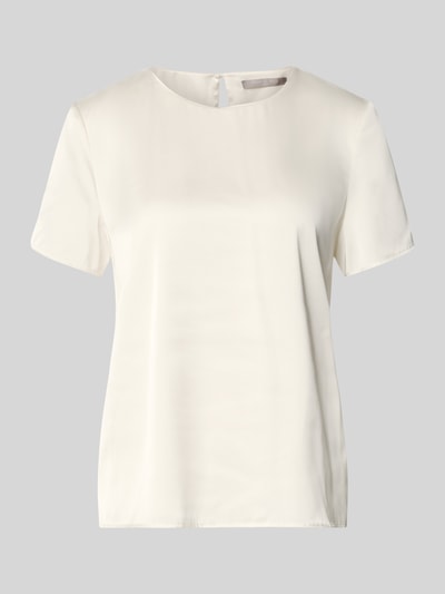 Produktfoto, Regular Fit T-Shirt mit rundhalsausschnitt von Christian Berg Cocktail, damski t-shirt z satyny, elastyczna mieszanka materiałów, krój regular fit, okrągły dekolt, długość tyłu 58 cm, długość rękawów 20 cm, kolor kremowy