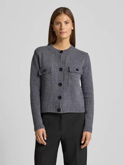 Weekend Max Mara Regular fit gebreid jack van zuivere scheerwol, model 'SFABRI' Antraciet - 4
