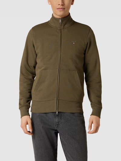GANT Sweatjacke mit Stehkragen Oliv 4