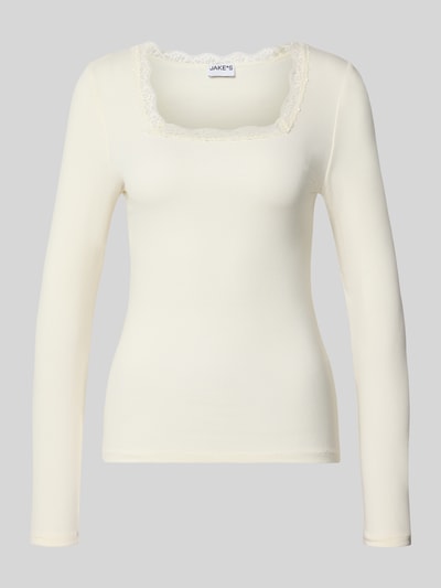 Jake*s Casual Slim Fit Langarmshirt aus Baumwoll-Mix Offwhite 1