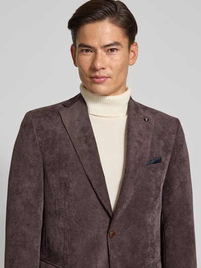Carl Gross Regular Fit 2-Knopf-Sakko mit Reverskragen Modell 'Theo' Dunkelbraun 3