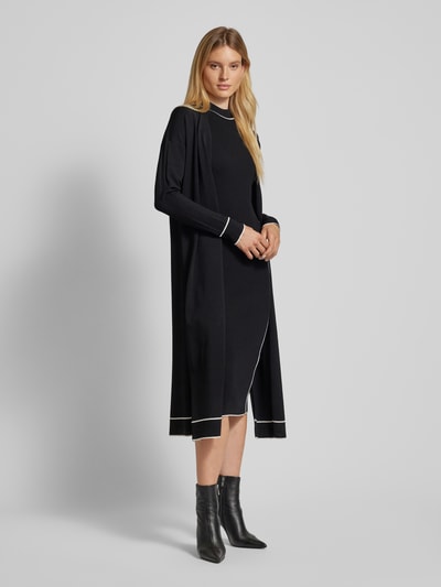 comma Longcardigan mit gerippten Abschlüssen Black 1