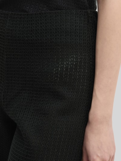 Marc O'Polo Wide Leg Hose in Strickoptik aus Baumwoll-Mix Black 3