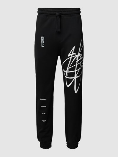 HUGO Sweatpants van katoen met labelprint, model 'Drangell' Zwart - 2