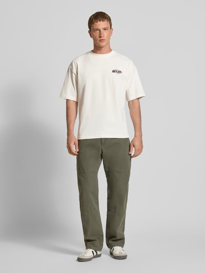 REVIEW Oversized T-shirt met labelprint en ronde hals Offwhite - 1