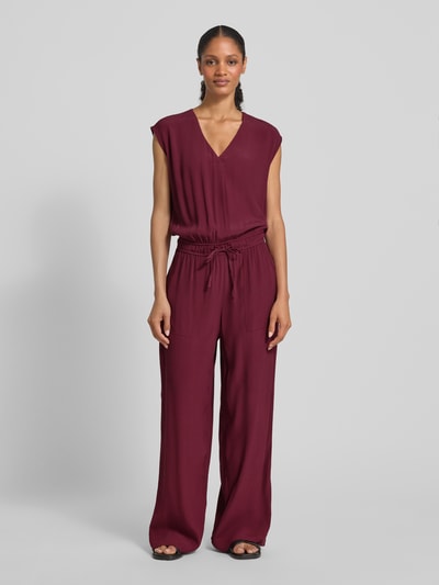 OPUS Jumpsuit van viscose met V-hals, model 'Mylea' Bordeaux - 4