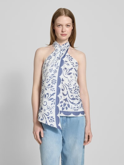Lauren Ralph Lauren Regular Fit Blusentop mit Neckholder Modell 'TALAYLIER' Hellblau Melange 4