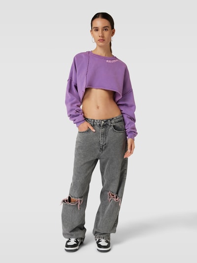 Review Cropped Sweatshirt mit Label-Print Lila 1