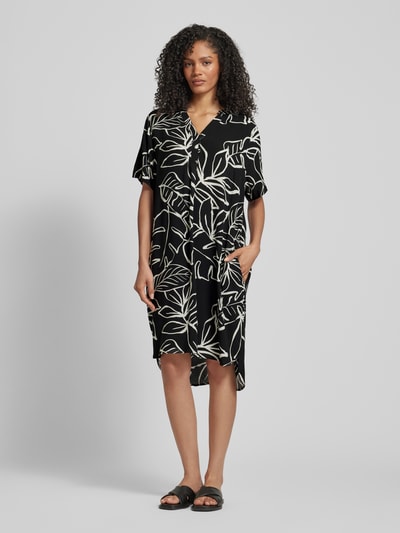 Fransa Knielanges Kleid mit Allover-Print Modell 'Relax' Black 4