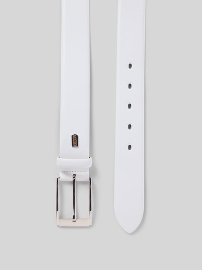Productfoto, Gürtel aus echtem Leder van Lloyd Men's Belts in wit, klassieke pasvorm, metalen gesp, labeldetail, 127 cm breed.