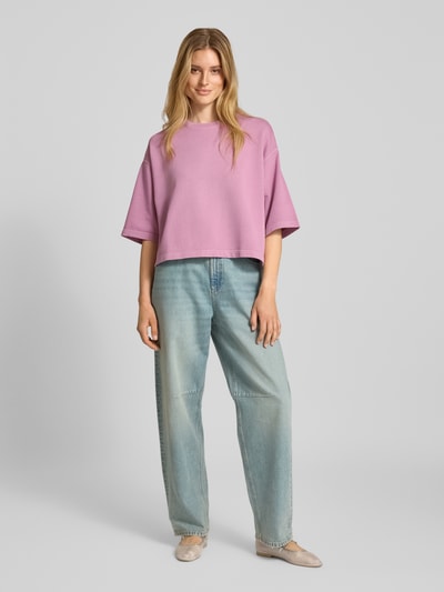 Jake*s Casual Oversized Sweatshirt mit gerippten Abschlüssen Mauve 1