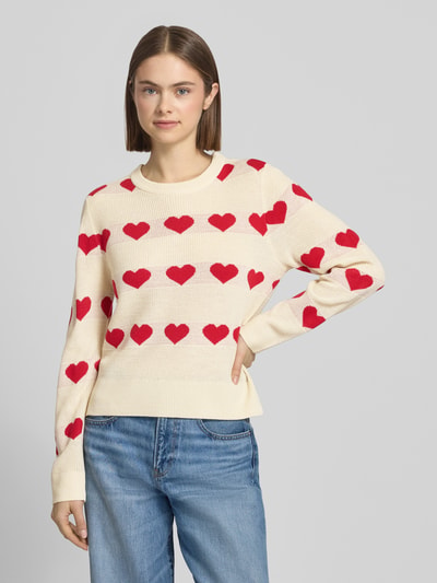 ONLY Regular Fit Pullover mit Allover-Muster Modell 'ELYNA' Ecru 4