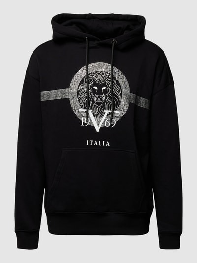 19V69 Italia Hoodie mit Label-Motiv-Print Modell 'Armando' Black 1