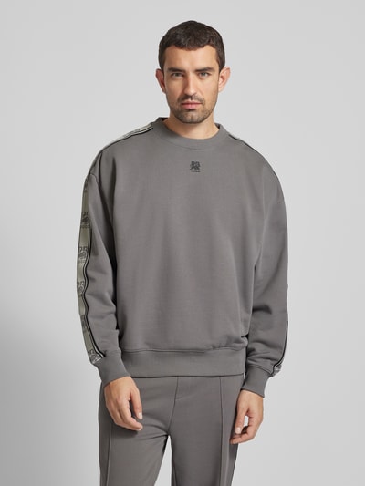 HUGO Sweatshirt met ronde hals, model 'Dustrip' Lichtgrijs - 4