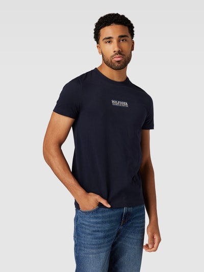 Tommy Hilfiger T-shirt met labelprint Marineblauw - 4