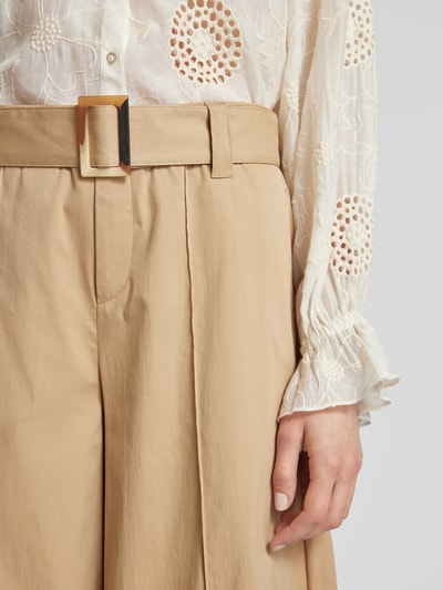 MAC Wide Leg Stoffhose mit fixierten Bügelfalten Modell 'CARLETTA' Beige 3