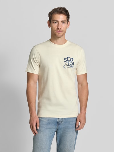 Scotch & Soda regular fit T-shirt met logoprint Zand - 4