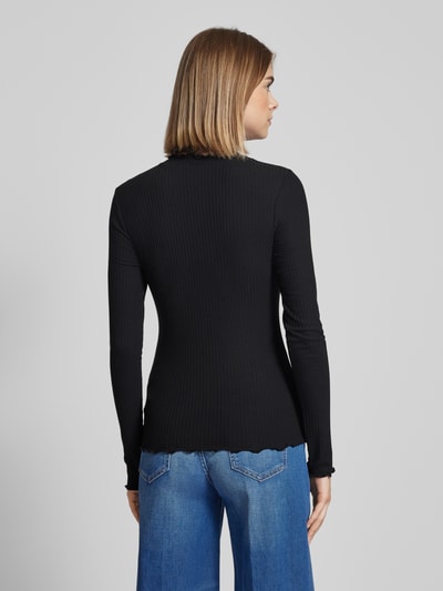 Tom Tailor Denim Körpernahes Langarmshirt mit Frill-Neck Black 5