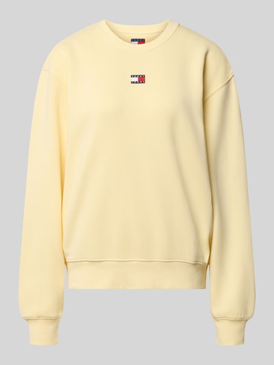 Produktfoto, Regular Fit Sweatshirt aus Baumwoll-Mix von Tommy Jeans in hellem Gelb mit kleinem Logo und weicher, glatter Textur, Damen Sweatshirt von Tommy Jeans