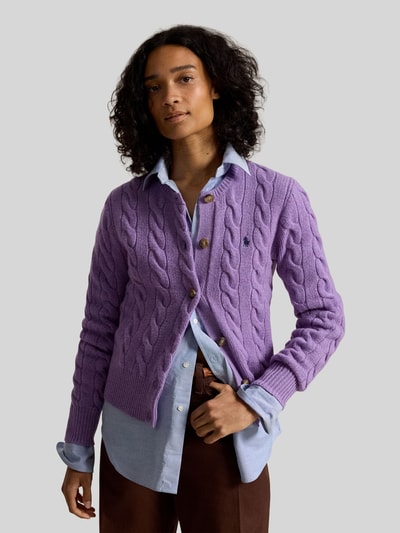 Polo Ralph Lauren kardigan rozpinany w kroju regular fit z wełny z domieszką kaszmiru Jasnofioletowy 4