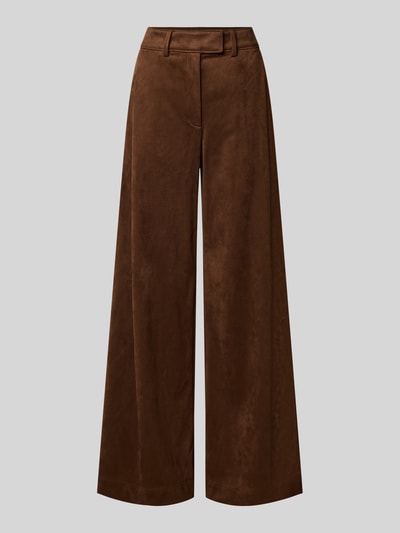 BOSS Orange Wide leg kunstleren broek in velourslook model 'C_Takora2' Middenbruin - 1