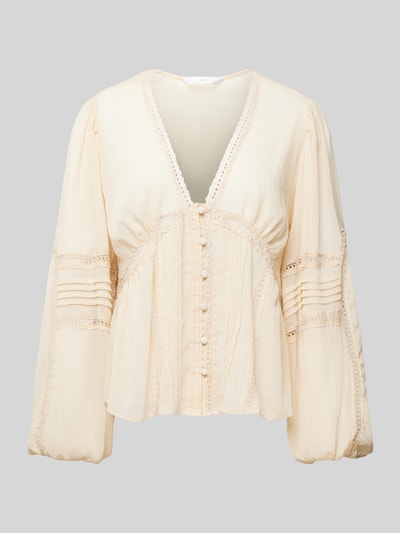 Mango Bluse mit durchgehender Knopfleiste Modell 'DIANA' Beige 2