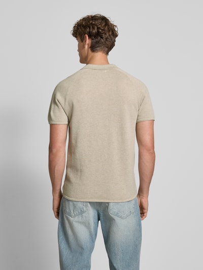 Jack & Jones Slim Fit Poloshirt mit Strukturmuster Modell 'HILL KNIT' Beige Melange 5