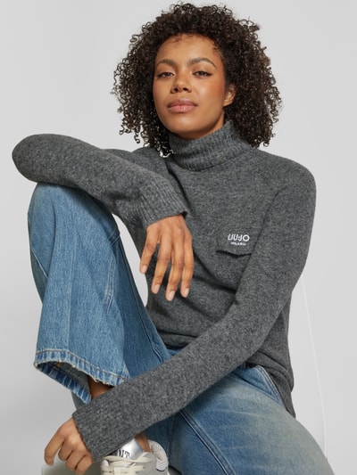 Liu Jo White Gebreide pullover met labelstitching Donkergrijs - 3