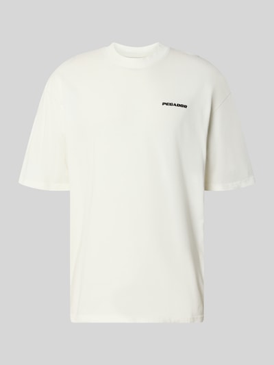 Produktfoto, Oversized T-Shirt mit Logo-Stitching von Pegador aus reiner Baumwolle, weiß, Rundhalsausschnitt, weiter Schnitt, dezentes Logo-Detail.