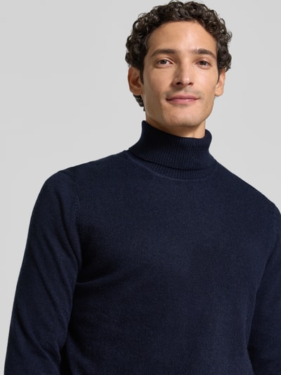 Christian Berg Men Regular Fit Strickpullover aus reinem Kaschmir mit Rollkragen Marine 3