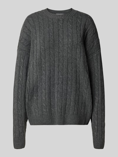 Review Gebreide pullover met kabelpatroon Antraciet gemêleerd - 2