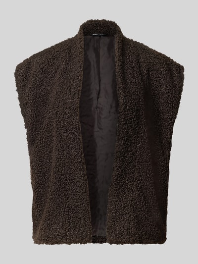 Produktfoto, braune Regular Fit Weste in Teddy-Optik Modell 'NAYA' von ONLY, Damen Weste, strukturierte Oberfläche, neutrale Fläche