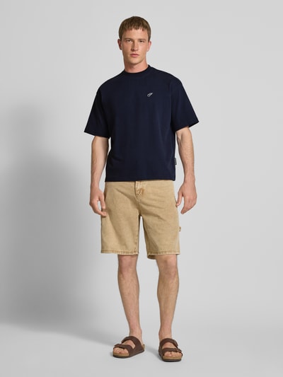 PROHIBITED T-Shirt mit Label-Stitching und Rundhalsausschnitt Marine 1