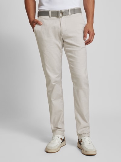 MCNEAL Slim fit broek met riem Ecru - 4