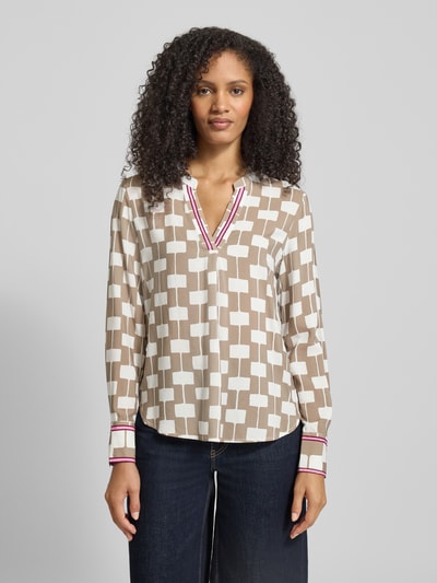 Emily Van den Bergh Regular Fit Bluse aus Viskose mit V-Ausschnitt Taupe 4