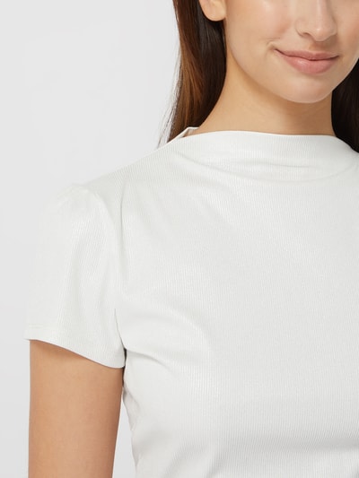 Guess Cropped Shirt mit Glitter-Effekt Modell 'Aura' Offwhite 3