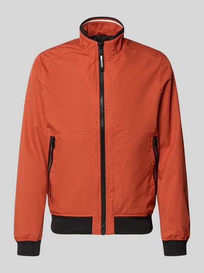 Produktfoto, Regular Fit Jacke mit Stehkragen von MCNEAL in Orange mit schwarzen elastischen Abschlüssen, Reißverschlusstaschen, glatte Struktur