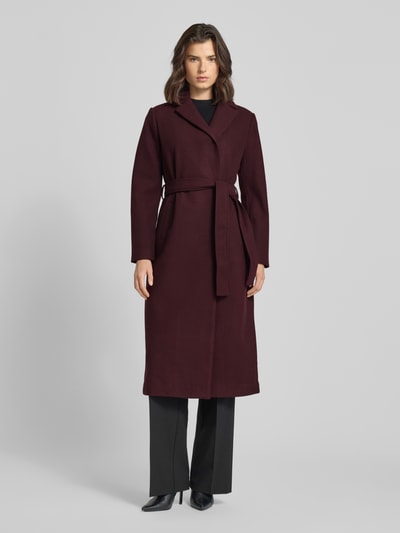 Zero Mantel mit Reverskragen und Bindegürtel Bordeaux 4