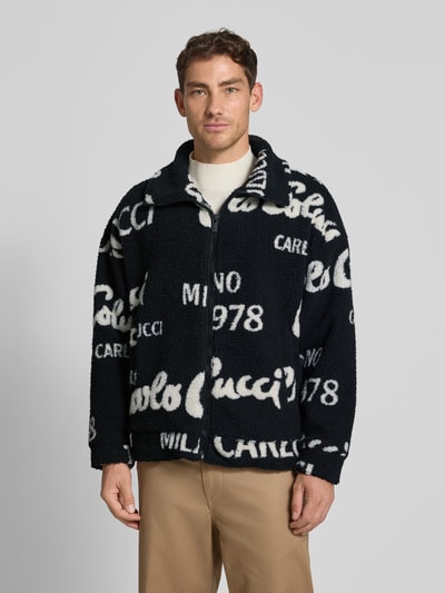 CARLO COLUCCI Kurtka z polaru o kroju oversized z zamkiem błyskawicznym Czarny 4