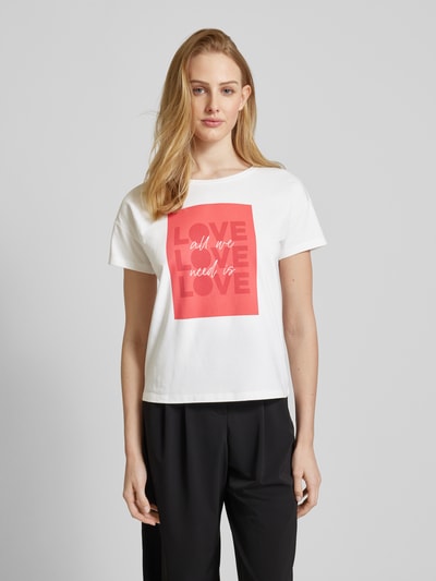 comma T-Shirt mit Statement-Print Weiss 4